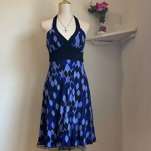 Elegant Blue Halter Dress